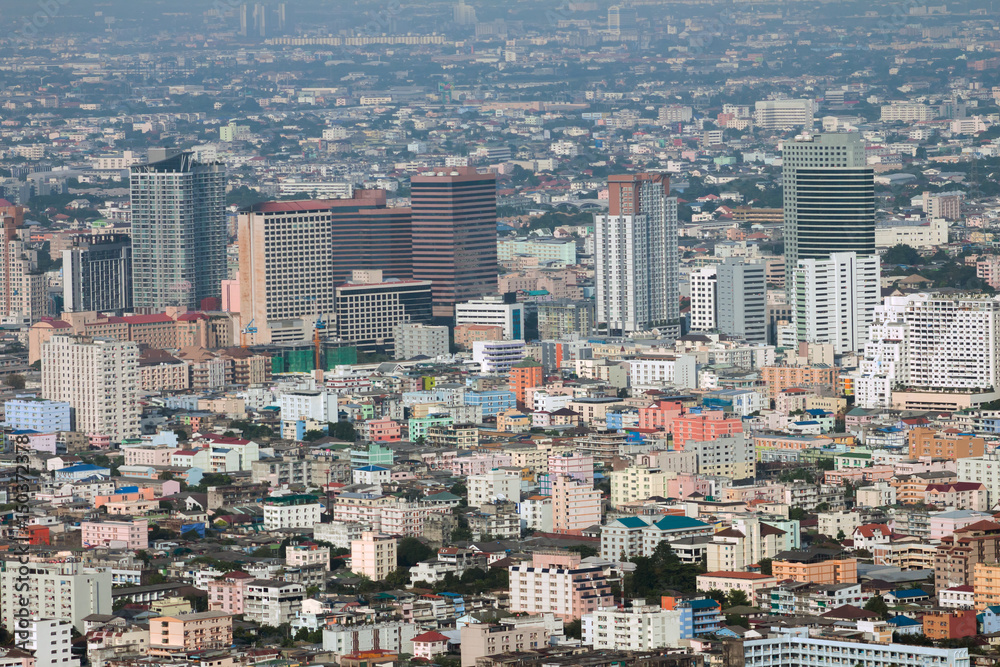 Bangkok Skyline, aerial view of capital in Thailand.