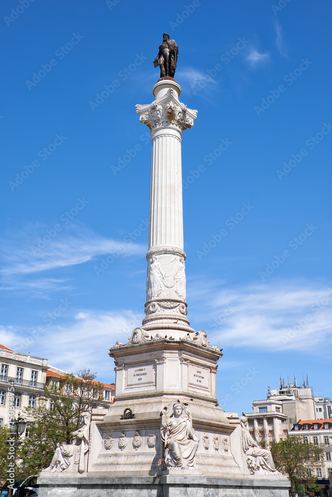 Column of Pedro IV on Rossio Square, Lisbon, Portugal.