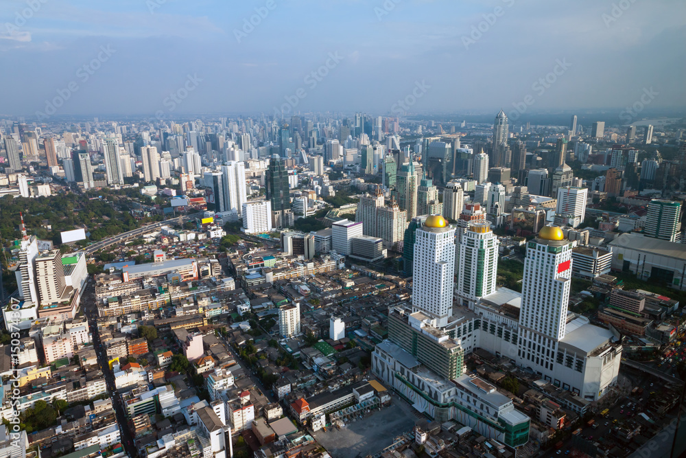 Bangkok Skyline, aerial view of capital in Thailand.