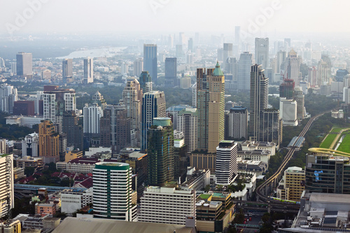 Bangkok Skyline  aerial view of capital in Thailand.