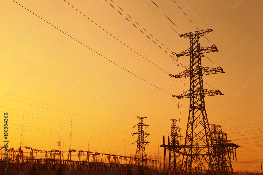 Fototapeta premium High voltage electric tower line