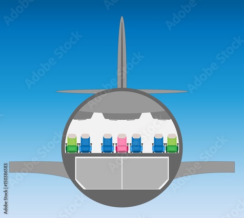 Business class seat of Wide body Airplane Cross section