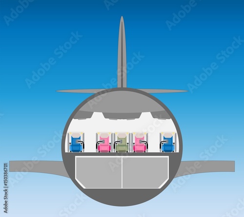 Business class seat of Wide body Airplane Cross section