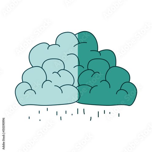 watercolor silhouette of clouds with the rain falling on aquamarine vector illustration