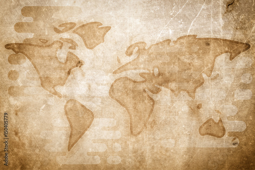 World map cartoon textured flat illustration