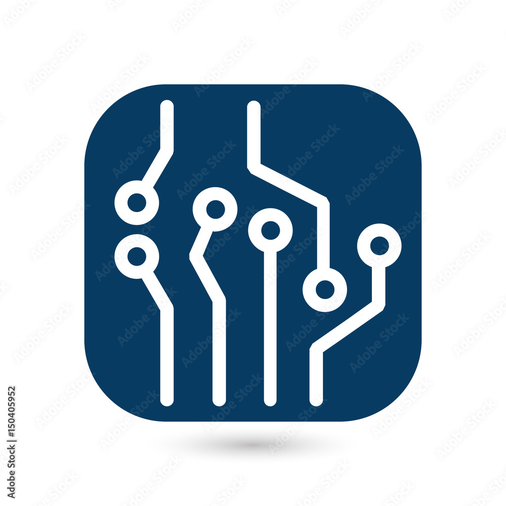 Circuit board icon. Technology scheme square symbol. Flat design style. Circuit board icon. Technology scheme square symbol. Flat design style.
