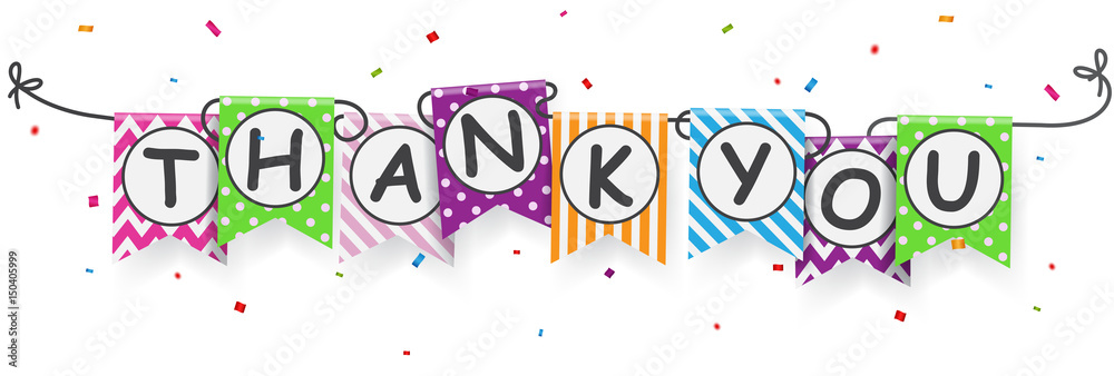 Thank you banner with bunting flags