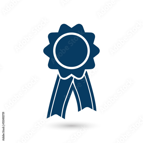  Badge with ribbons icon. Award rosette with ribbon simbol.