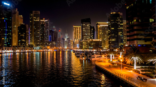 Dubai. In the summer of 2016. Beautiful night lights of ultramodern Dubai Marina on the shores of the Arabian Gulf.   © sablinstanislav