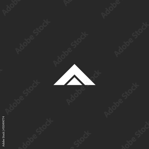 Letter A logo mockup, black and white two triangles geometric shape, design element business card emblem identity, delta icon