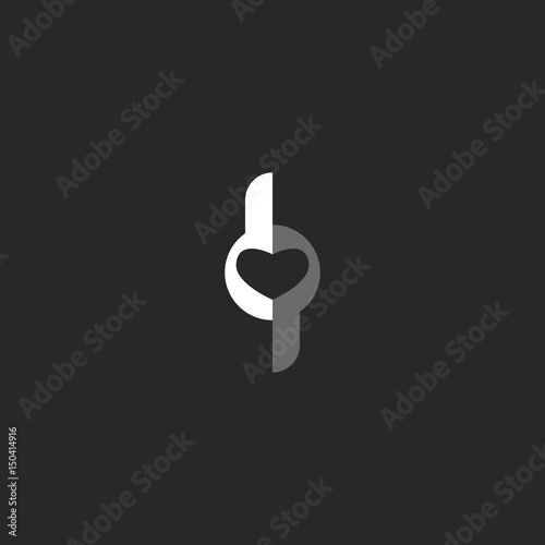 Logo dp letter mockup, combination two letters d and p design element template, idea isometric shape heart emblem