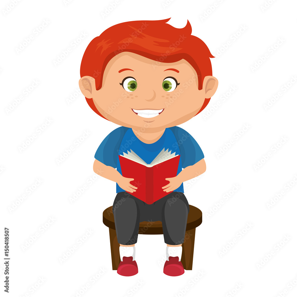 happy little boy reading character vector illustration design happy little boy reading character vector illustration design
