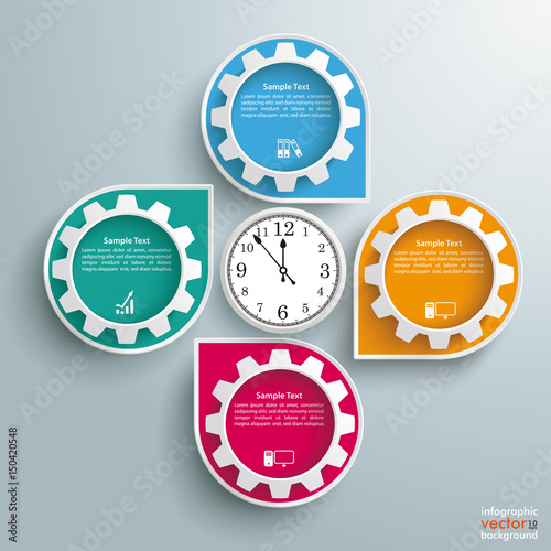 Infographic Cycling Dropmarkers Clock Gears