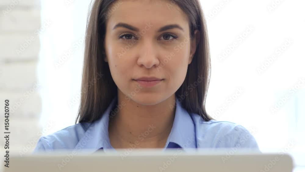 Serious Young Woman at Work, Laptop Serious Young Woman at Work, Laptop
