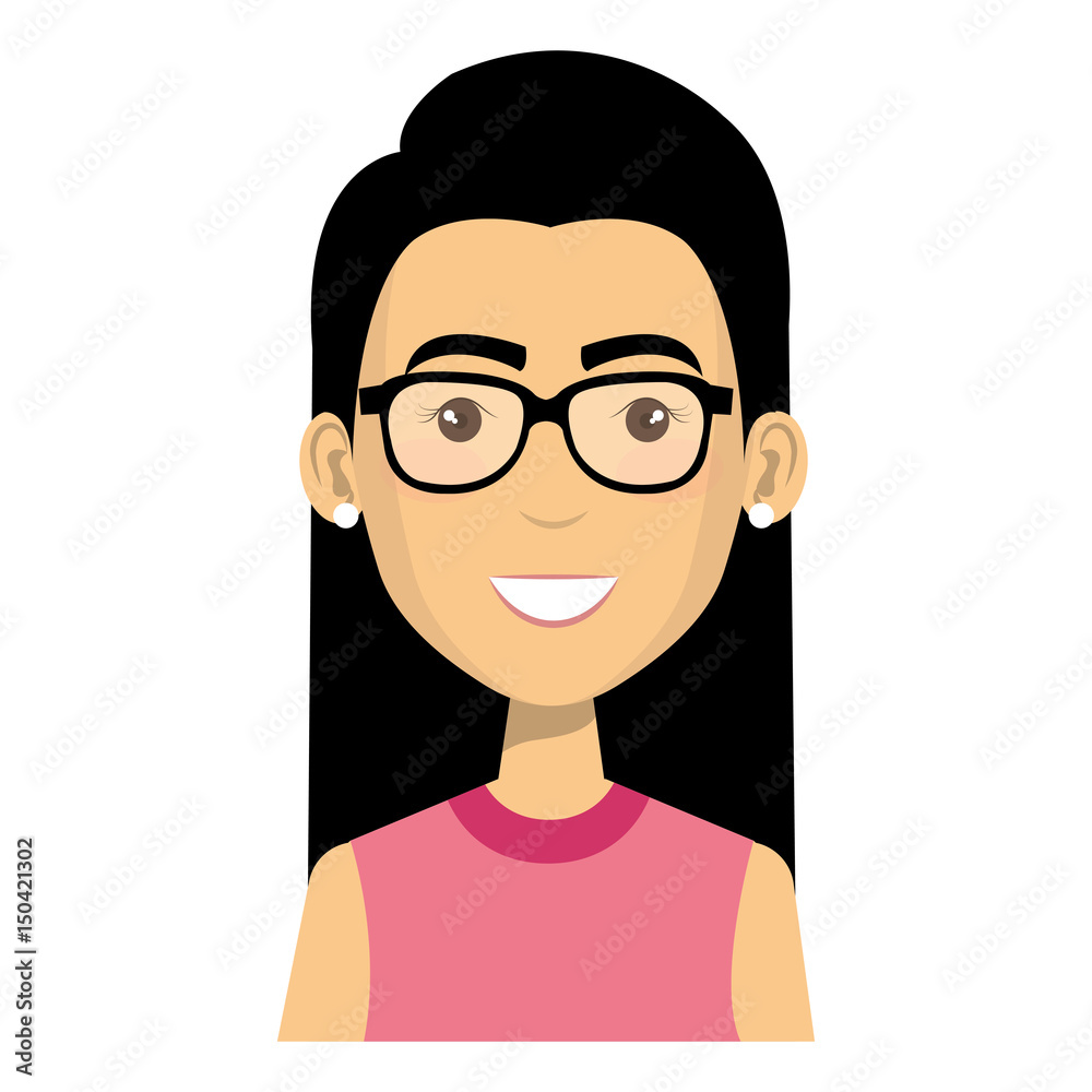 beautiful and young woman student with glasses vector illustration design