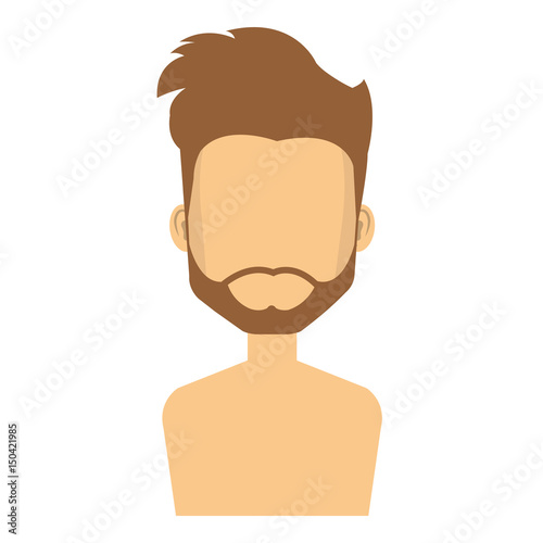 young man shirtless avatar character vector illustration design