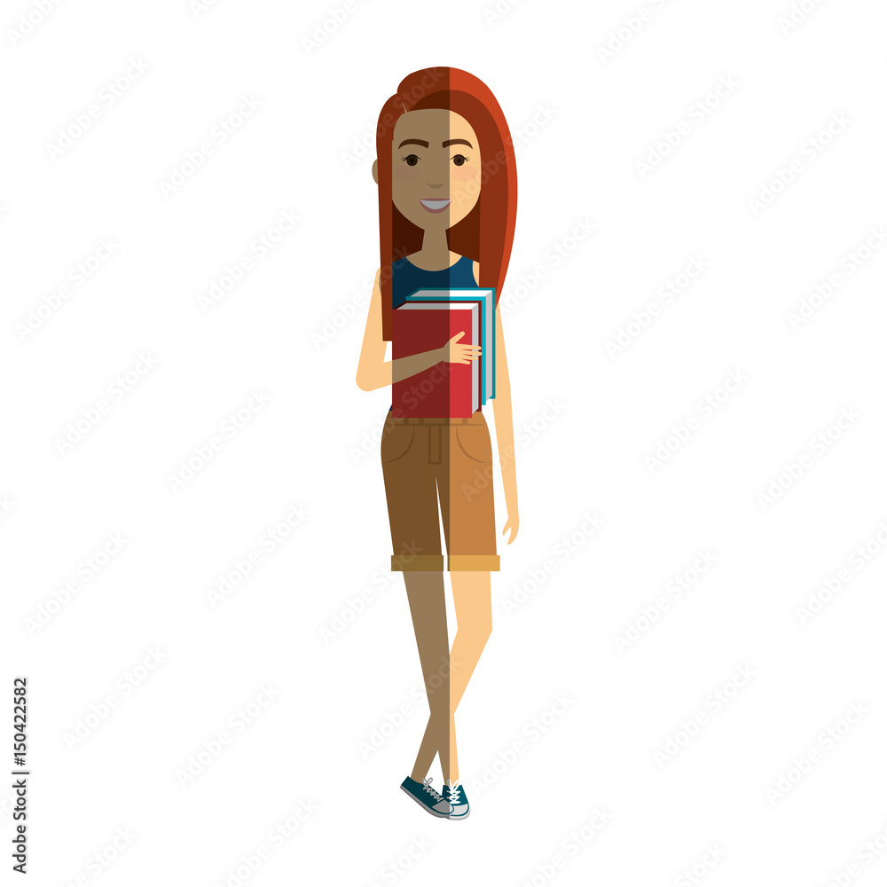 beautiful and young woman student vector illustration design