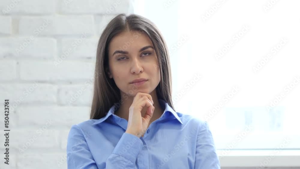 Portrait of Beautiful Thinking Woman Gesturing Brainstorming Portrait of Beautiful Thinking Woman Gesturing Brainstorming