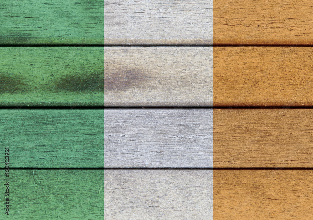 Fototapeta premium Ireland flag on a wood
