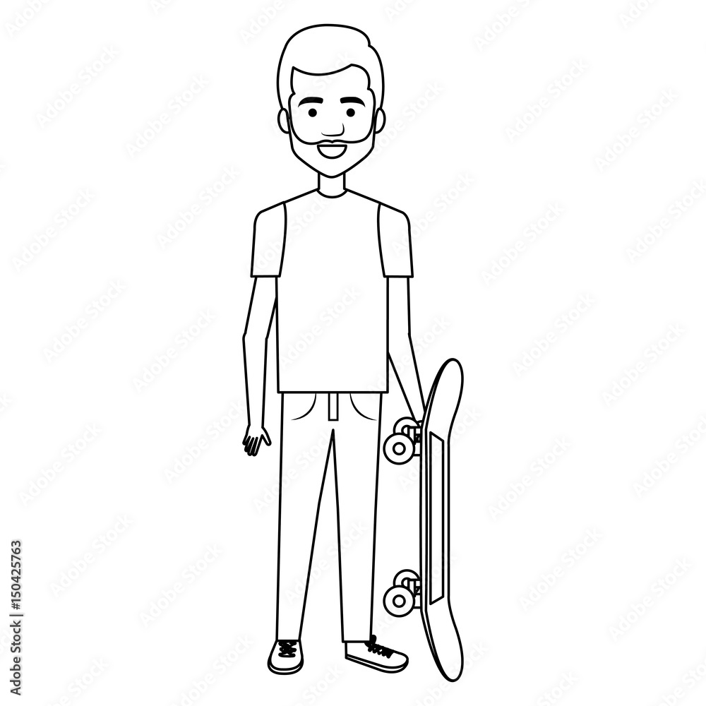 young man with skateboard casual avatar vector illustration design young man with skateboard casual avatar vector illustration design