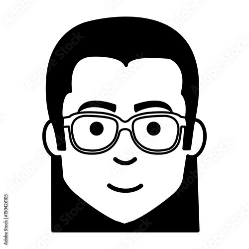 young man casual avatar with glasses vector illustration design