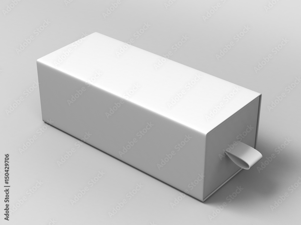 Realistic Package Cardboard Sliding Box on grey background. For small items, matches, and other things. 3d render illustration Realistic Package Cardboard Sliding Box on grey background. For small items, matches, and other things. 3d render illustration