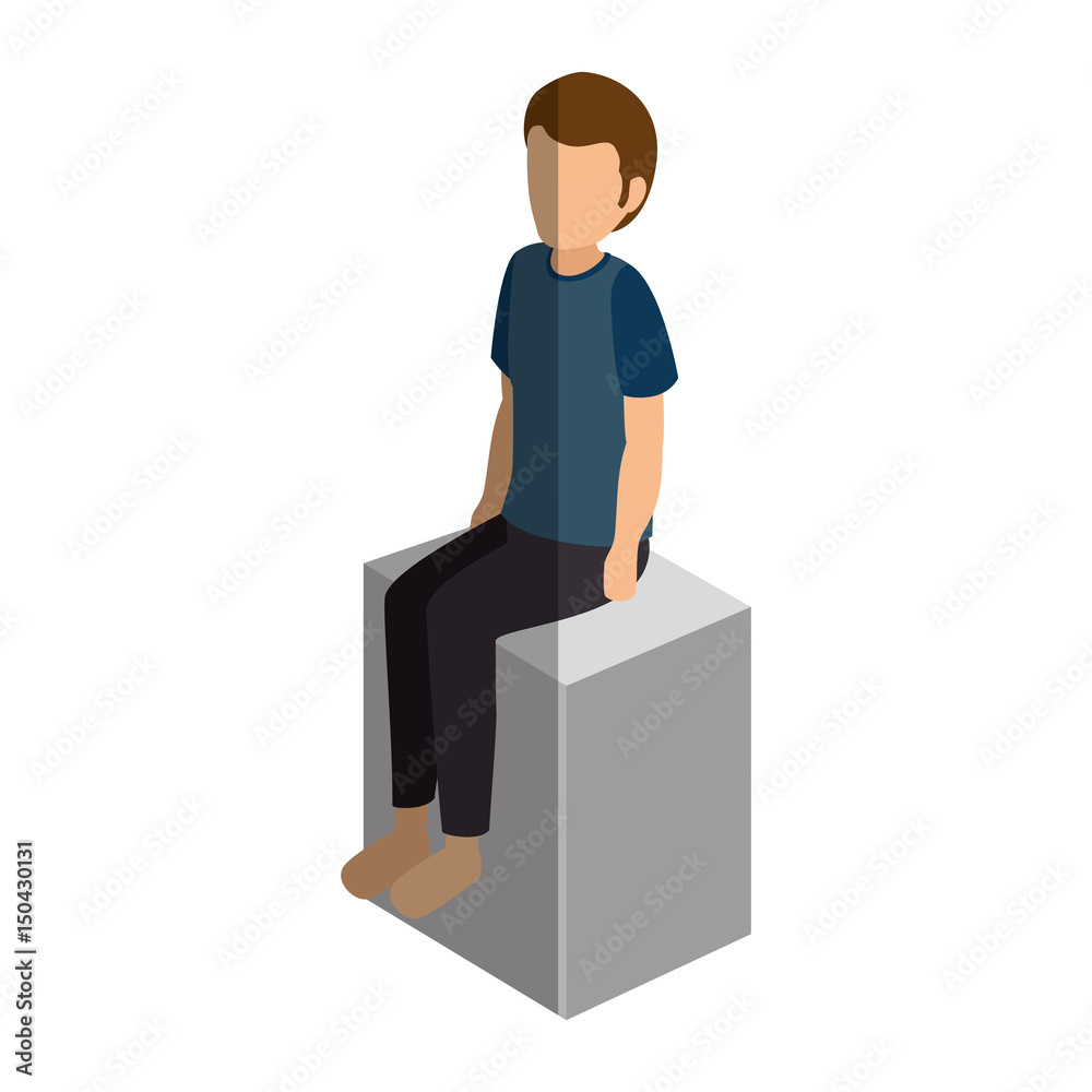 young man avatar character sitting isometric vector illustration design young man avatar character sitting isometric vector illustration design