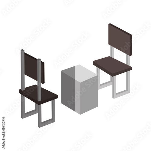 Wallpaper Mural table with chair isometric vector illustration design Torontodigital.ca