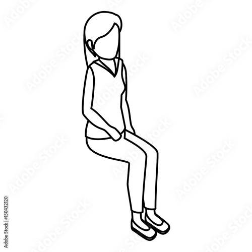 businesswoman isometric avatar character in a sitting position vector illustration design