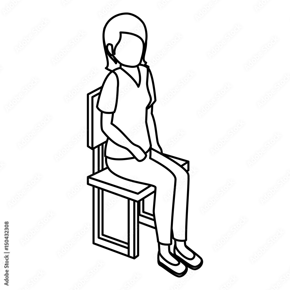 businesswoman isometric avatar character sitting vector illustration design