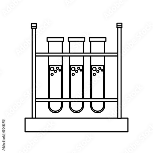 test tube rack laboratory chemistry equipment line vector illustration