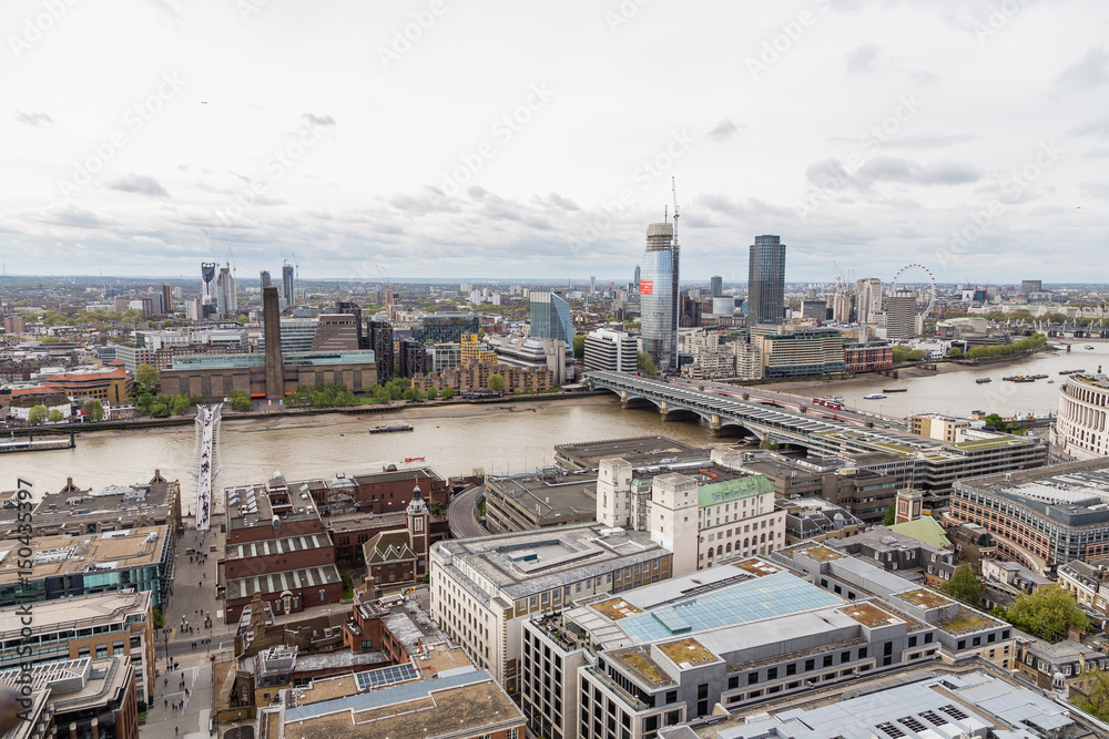 London Buildings seen from the top of the Sant paul Cathedral