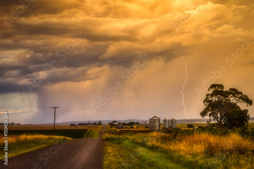 A Sunset Storm and Lightning Strike in Country Queensland