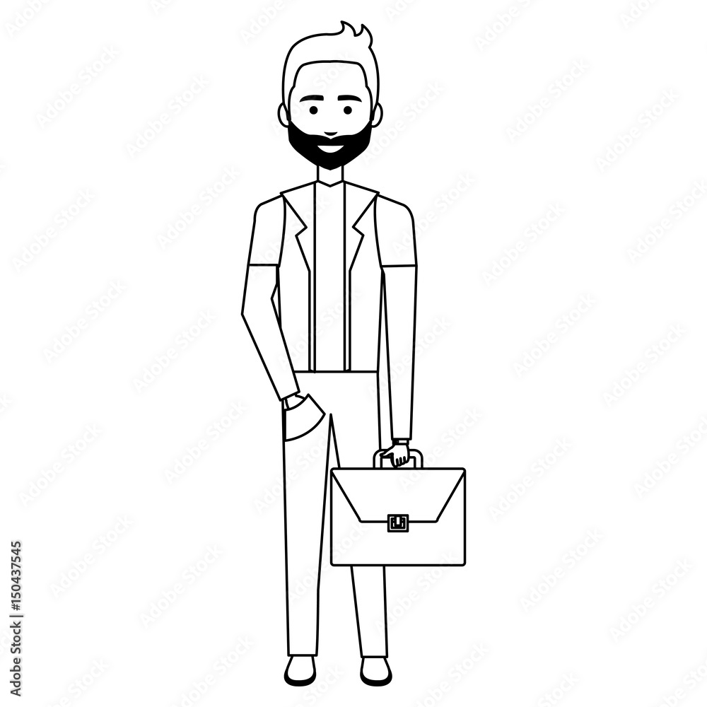 businessman with portfolio avatar character icon vector illustration design