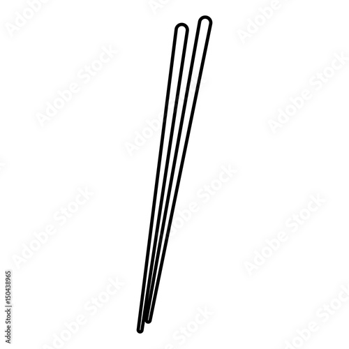 stick wooden food japanese utensil outline vector illustration
