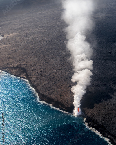 Lava flow into the ocean