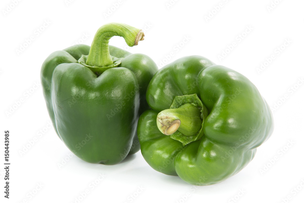 Green capsicum or sweet pepper isolated on white background Green capsicum or sweet pepper isolated on white background
