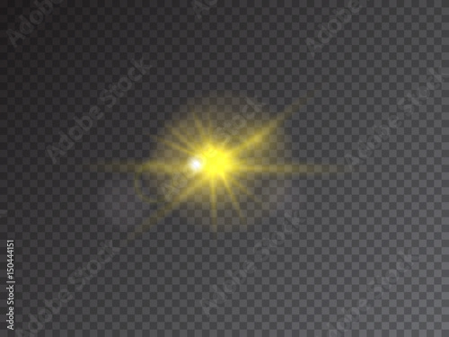 Vector transparent golden glow with bokeh light effect.