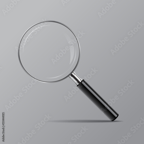 Vector magnifier isolated on grey background. 
