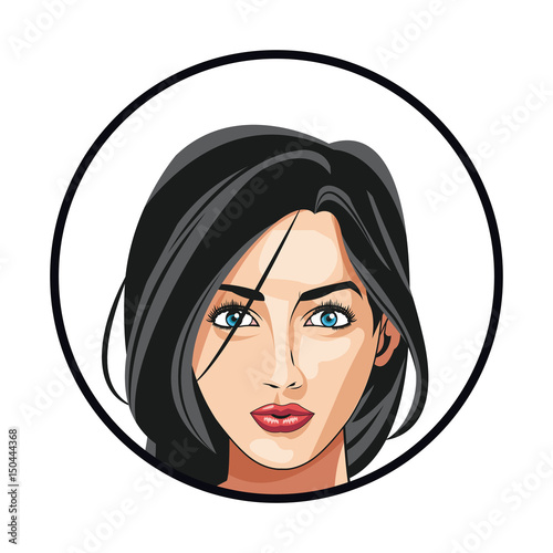 portrait woman makeup charming beautiful vector illustration