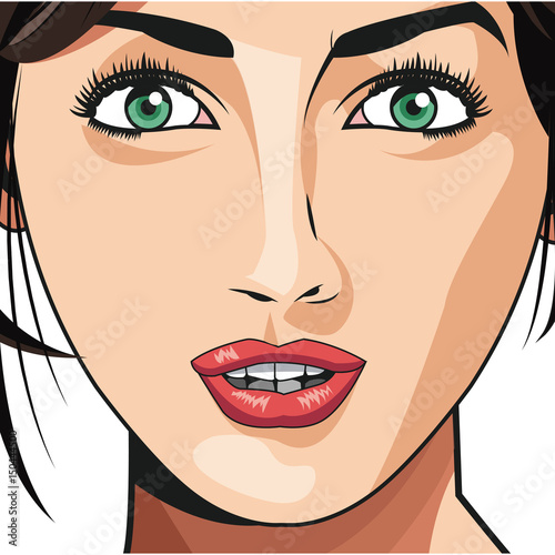woman face lipstick beautiful young vector illustration