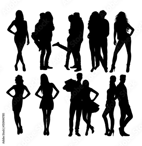 Love Couple Silhouettes, art vector design