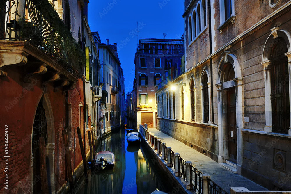 Venice by night - view of a canal, Venezia, Italy