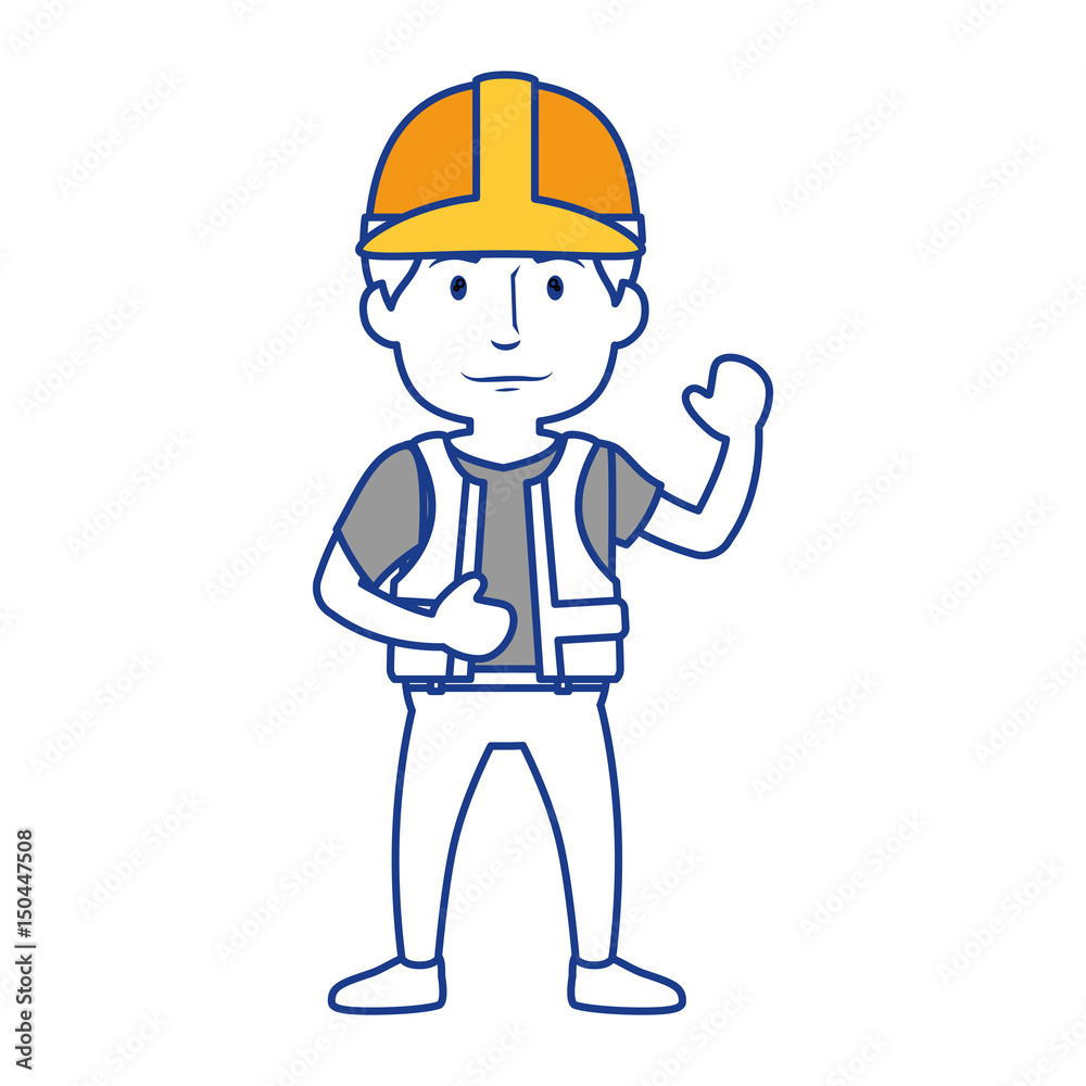 construction worker with safety helmet, cartoon icon over white background. colorful design. vector illustration construction worker with safety helmet, cartoon icon over white background. colorful design. vector illustration
