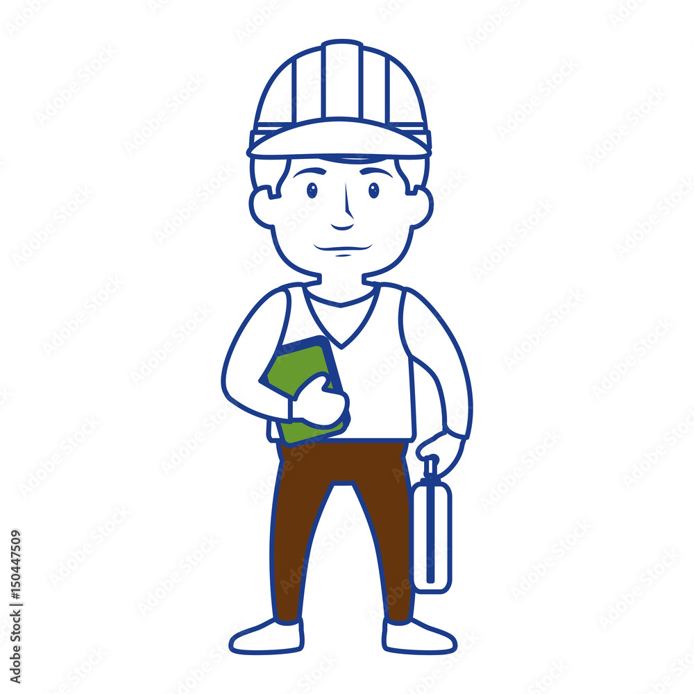 construction worker with safety helmet, cartoon icon over white background. colorful design. vector illustration construction worker with safety helmet, cartoon icon over white background. colorful design. vector illustration