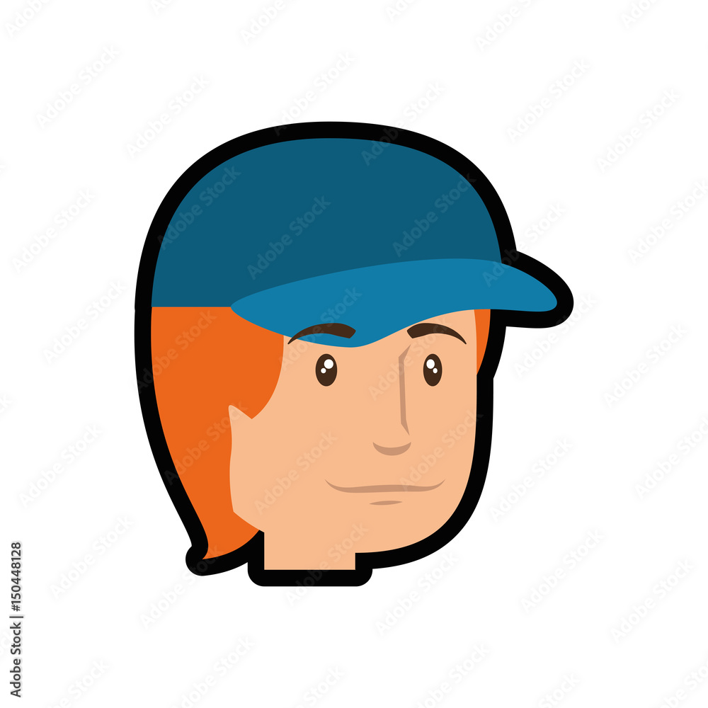 man wearing a cap, cartoon icon over white background. colorful design. vector illustraiton man wearing a cap, cartoon icon over white background. colorful design. vector illustraiton