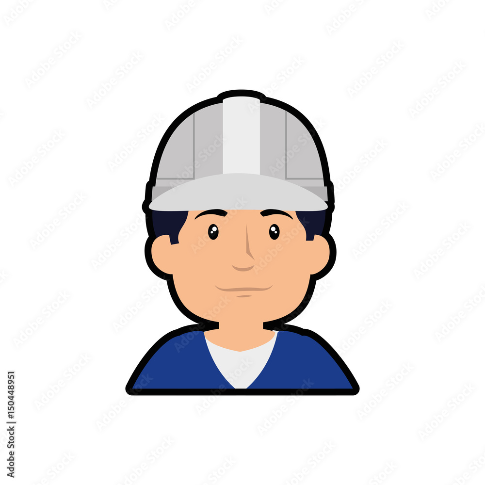 construction worker with safety helmet, cartoon icon over white background. colorful design. vector illustration construction worker with safety helmet, cartoon icon over white background. colorful design. vector illustration