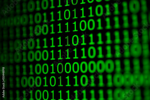  Numerical continuous code in green color, abstract web data in binary code. © Johnstocker