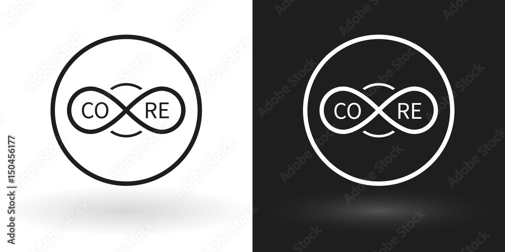 Creative core icon using the sign of infinity in white and black version Creative core icon using the sign of infinity in white and black version