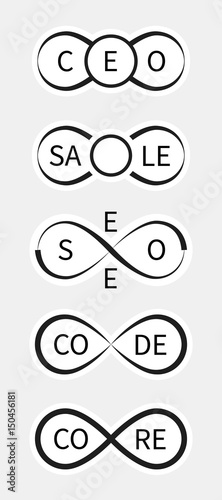 Creative icons for ceo, sale, seo, code,core using the infinity sign
